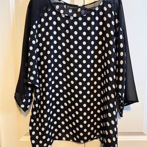 INC International Concepts Black and White Polka Dot Blouse